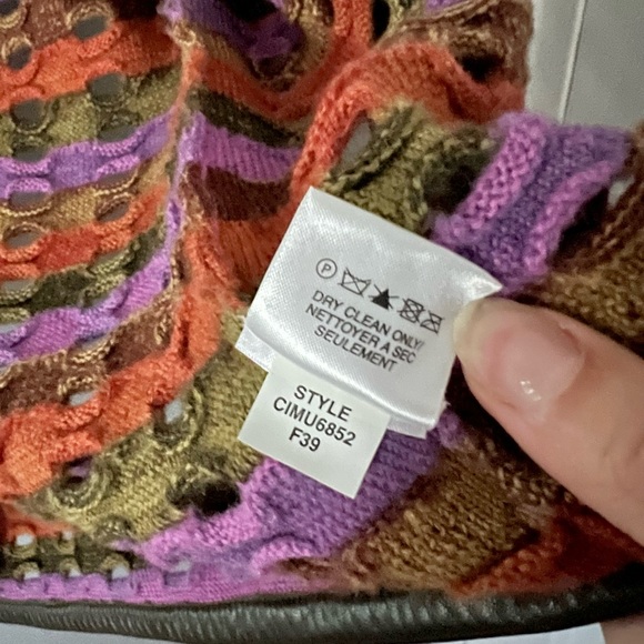 SIGRID OLSEN Open Cardigan Sweater Jacket Leather Trim Multi-Color Womens Size S - Picture 5 of 7